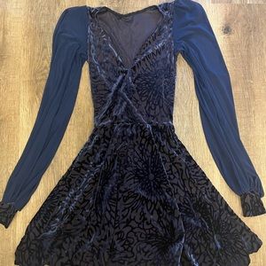 Navy burned velvet romance dress from Blacmilk